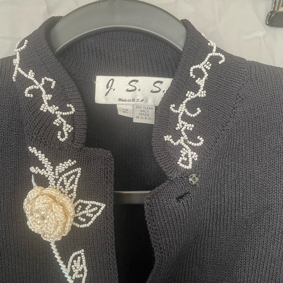 J.S.S. Vintage Elegant Black beaded Embroidered Women's Jacket - Picture 7 of 10